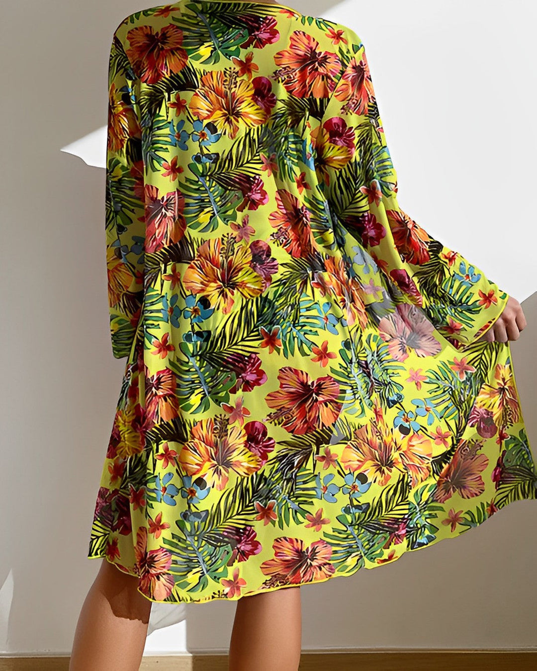 Ciara | Women's Floral High Waisted Bikini Set with Sheer Cover Up