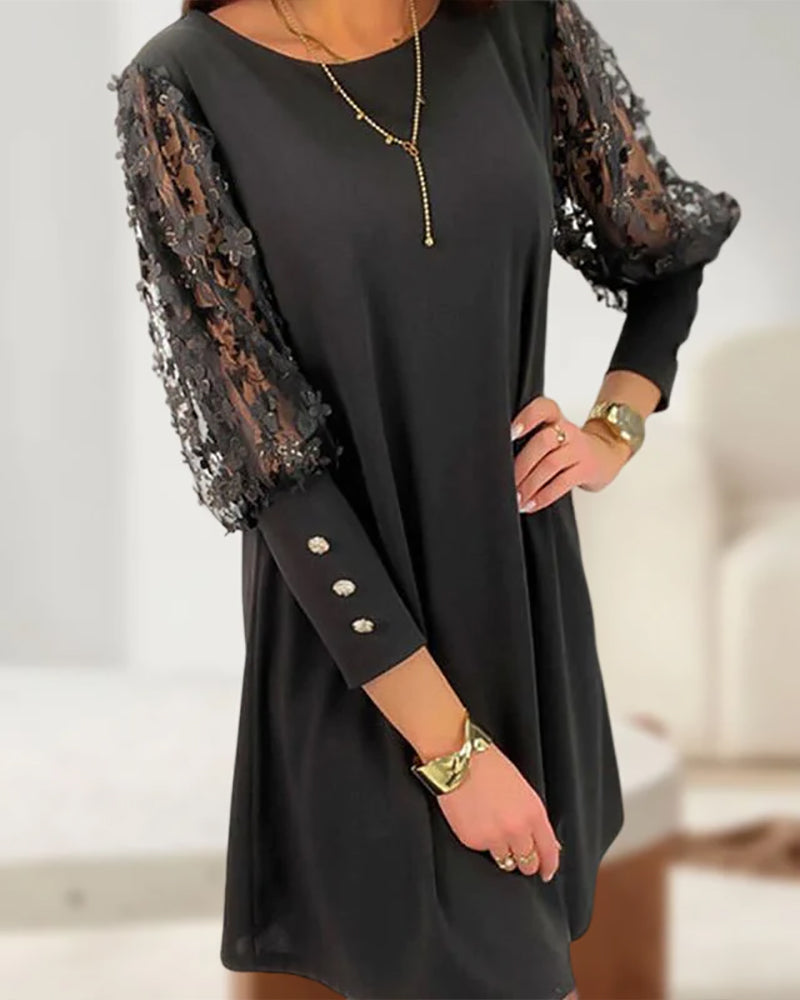 Celeste | Women's Lace Sheer Sleeve Mini Dress
