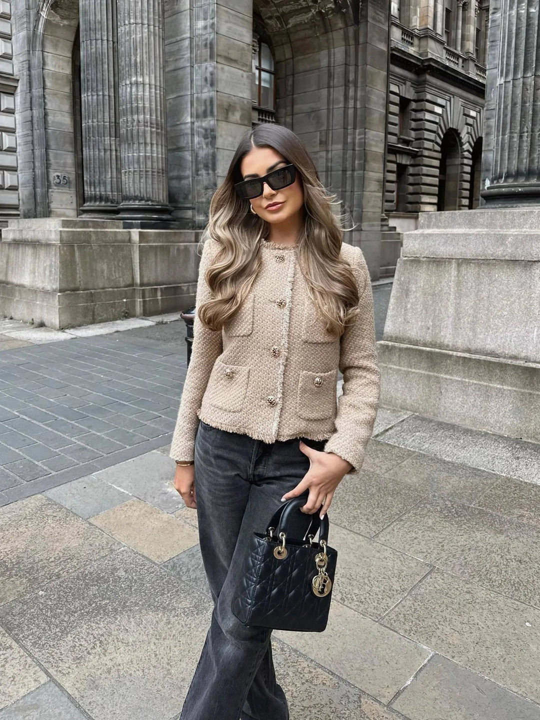 Blythe | Women's Tailored Fringed Tweed Jacket