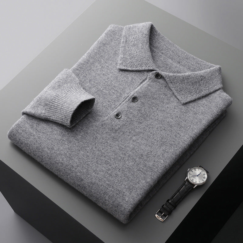 Richard | Men's Premium Long Sleeves Knit Polo Shirt