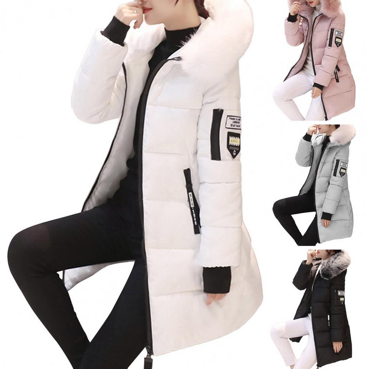 Kaia | Women's Slim Hooded Puffer Coat with Faux Fur