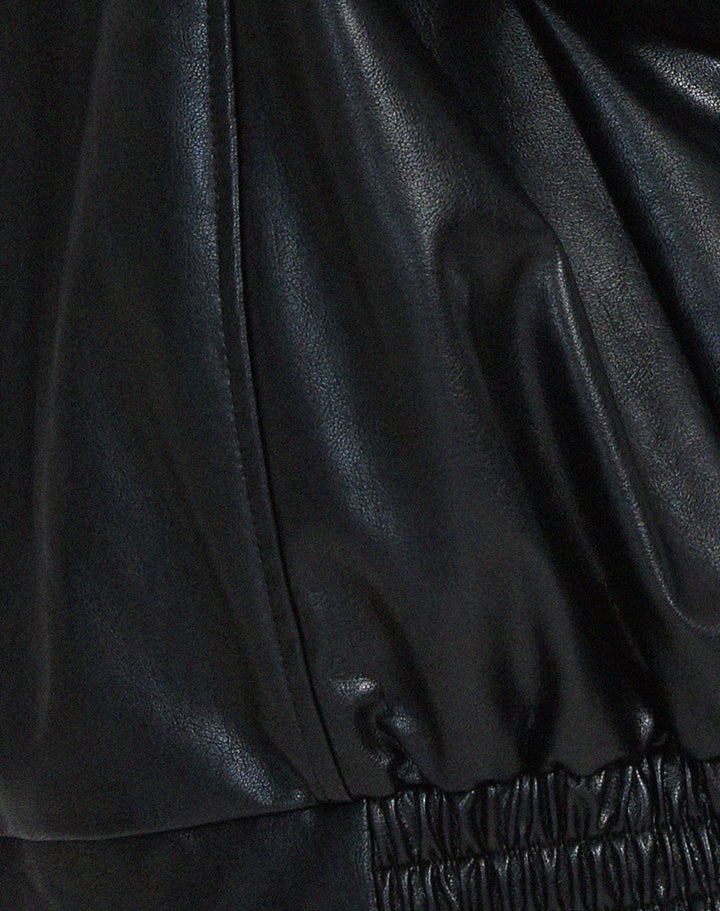 Juno | Women's Baggy Faux Leather Bomber Jacket