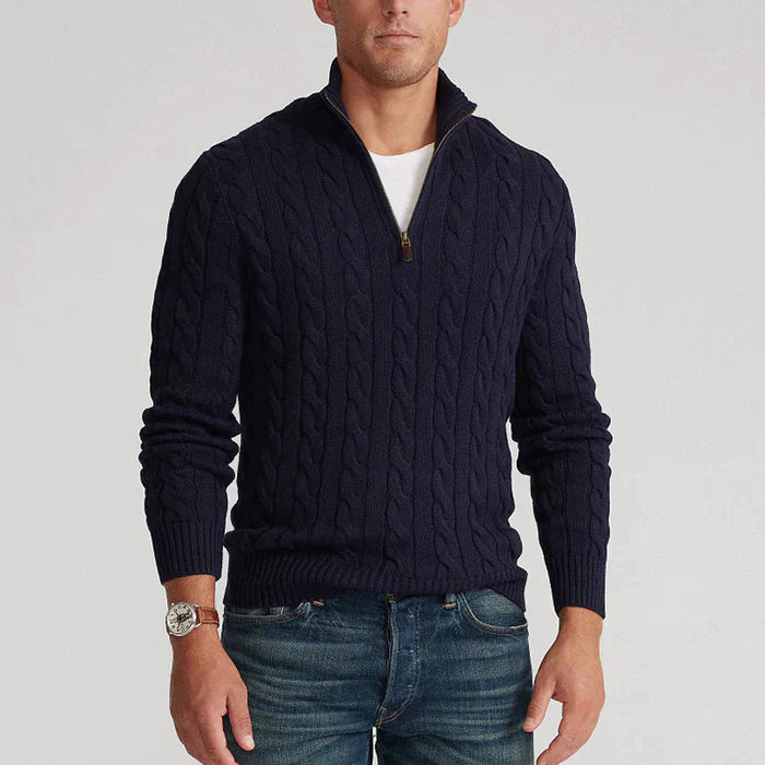 Emmett  | Men's Textured Cable Knit Half-Zip Sweater