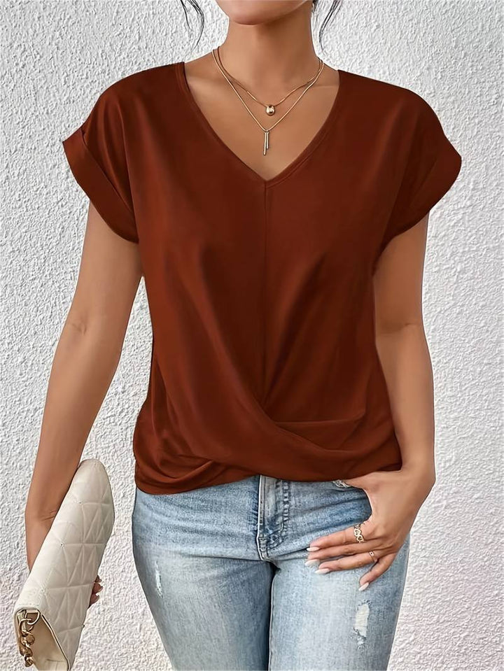 Eleanor | Women's Casual Twist Knot V-Neck Blouse