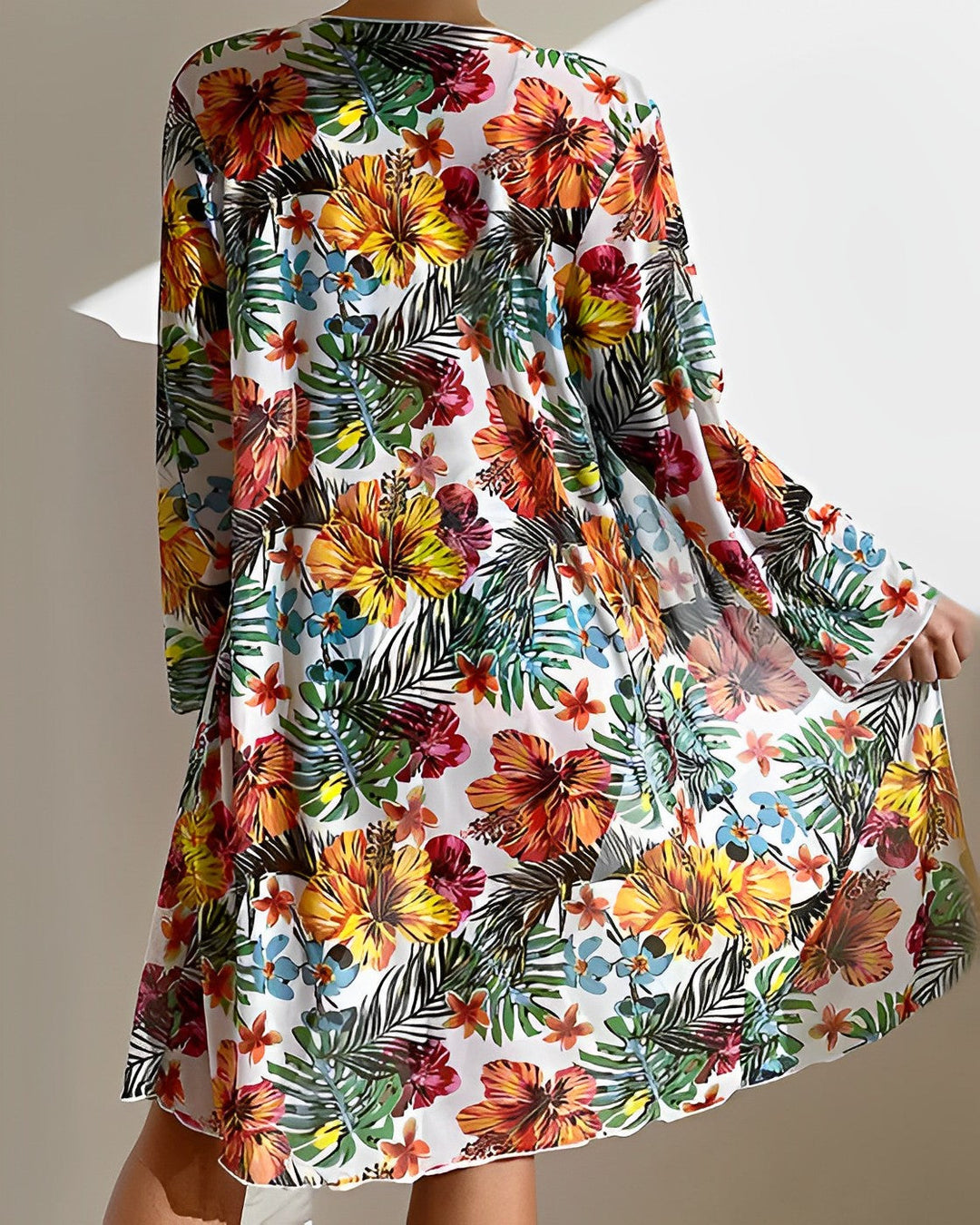 Ciara | Women's Floral High Waisted Bikini Set with Sheer Cover Up