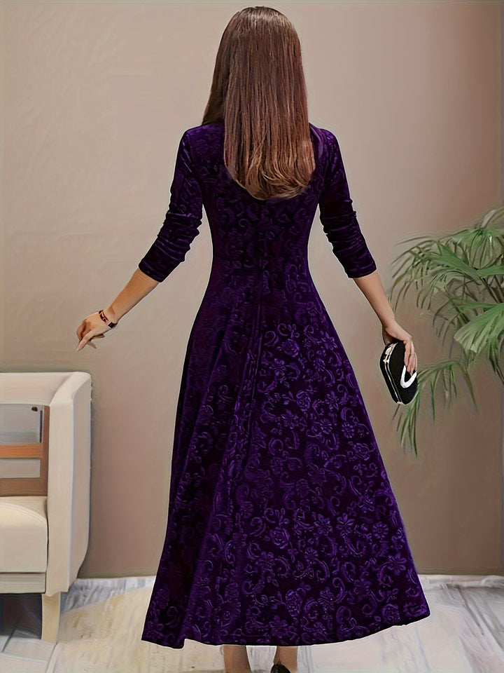 Adelaide | Women's Embroidered Velvet Maxi Dress