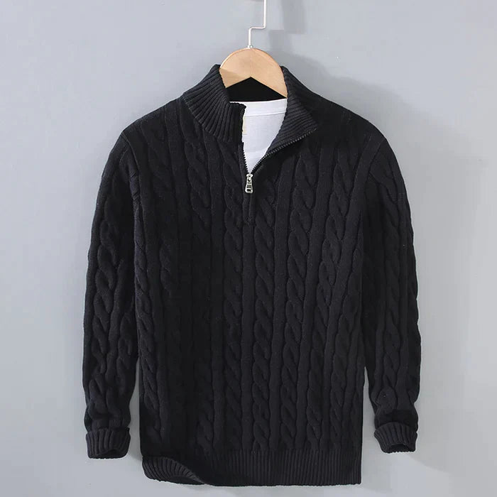Emmett  | Men's Textured Cable Knit Half-Zip Sweater