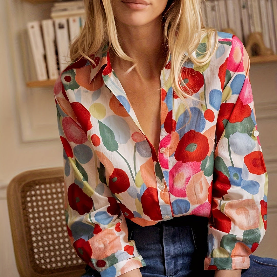 Azalea | Women's Floral Long Sleeve Button Down Blouse