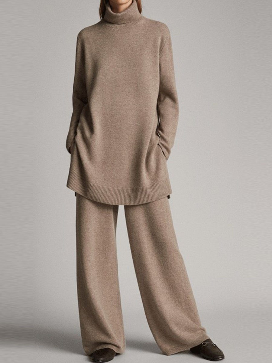 Margot | Women's Cozy Tunic Sweater & Wide Leg Pant Set