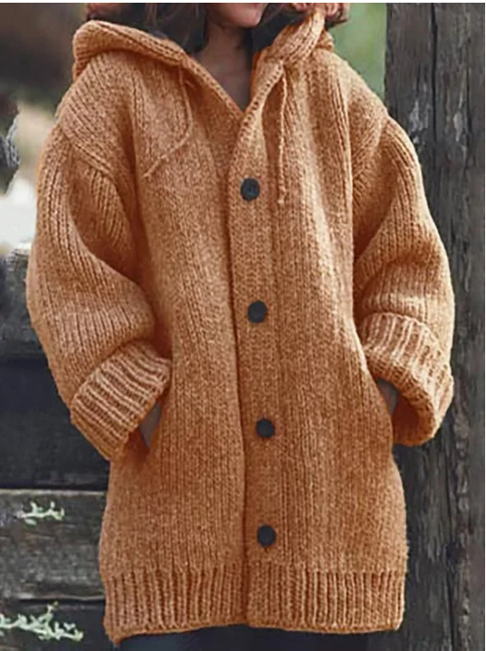 Chloe | Women's Hooded Button-Front Chunky Knit Cardigan