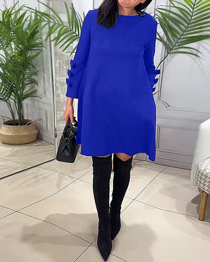 Vicky | Women's Elegant A Line Mini Dress with Bow Cuffs