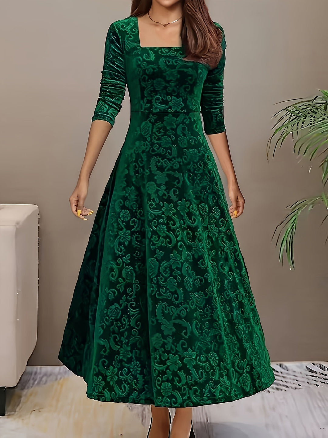 Adelaide | Women's Embroidered Velvet Maxi Dress