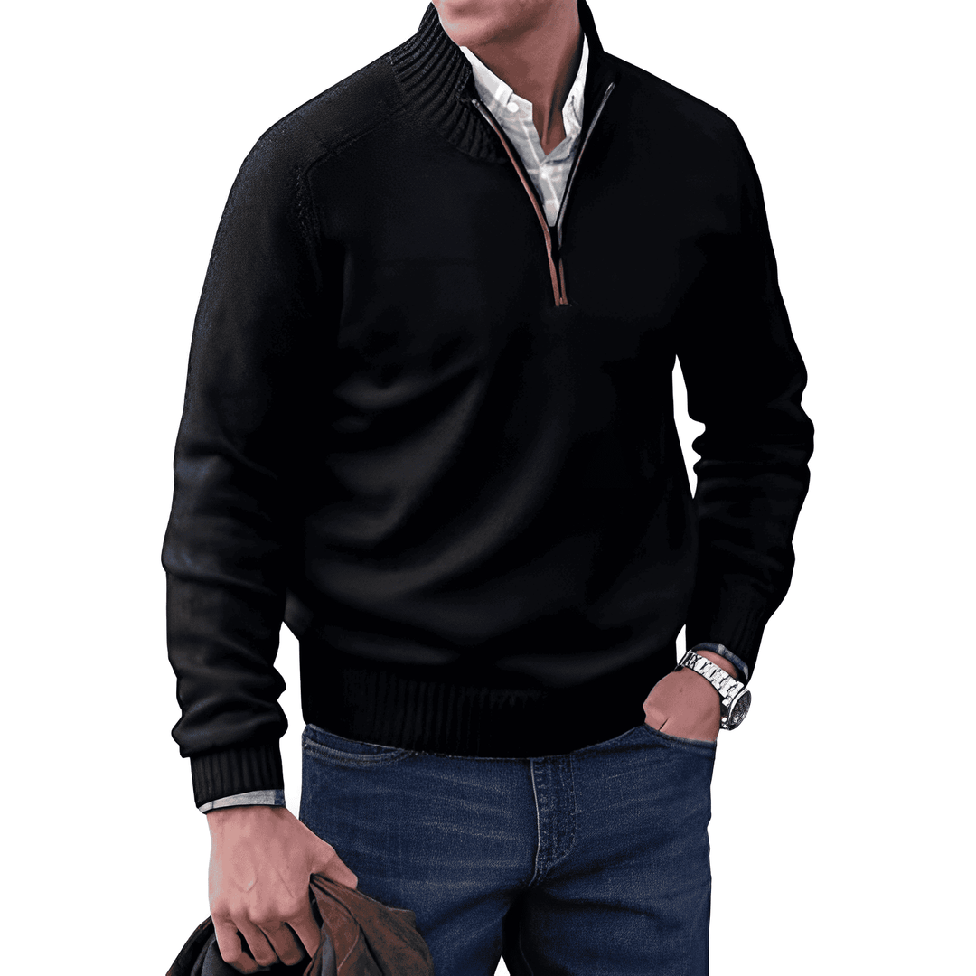 Ellis | Men's Warm Wool-Blend Quarter-Zip Pullover Sweater