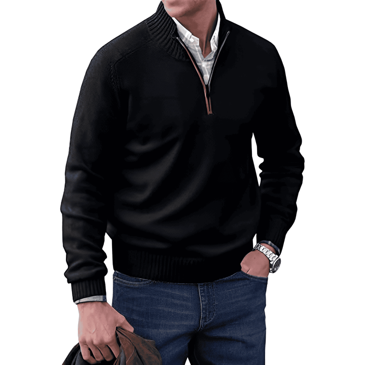 Ellis | Men's Warm Wool-Blend Quarter-Zip Pullover Sweater