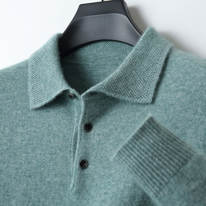 Richard | Men's Premium Long Sleeves Knit Polo Shirt