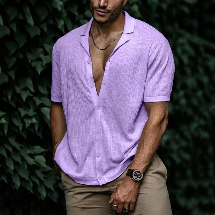 Carlo | Men's Short Sleeve Cuban Collar Button Down Shirt