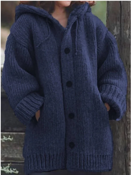 Chloe | Women's Hooded Button-Front Chunky Knit Cardigan