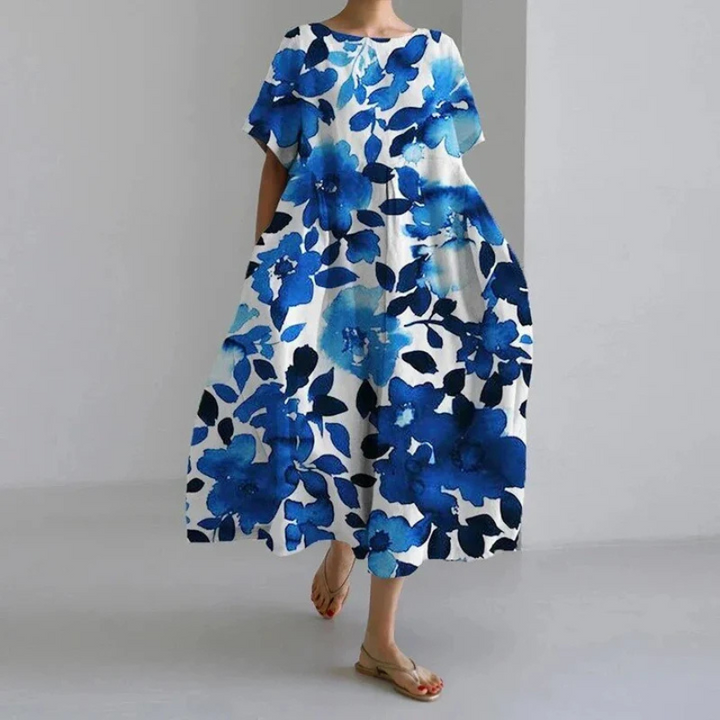 Dolly | Women's Loose Fit Floral Boho Midi Dress