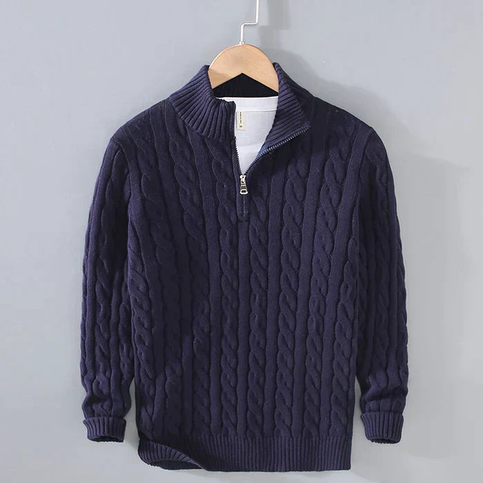 Emmett  | Men's Textured Cable Knit Half-Zip Sweater