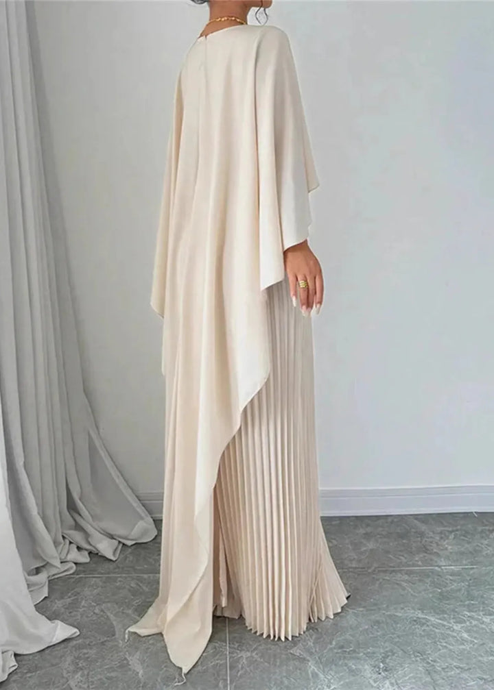Genevieve | Women's Cape Sleeve Pleated Maxi Dress