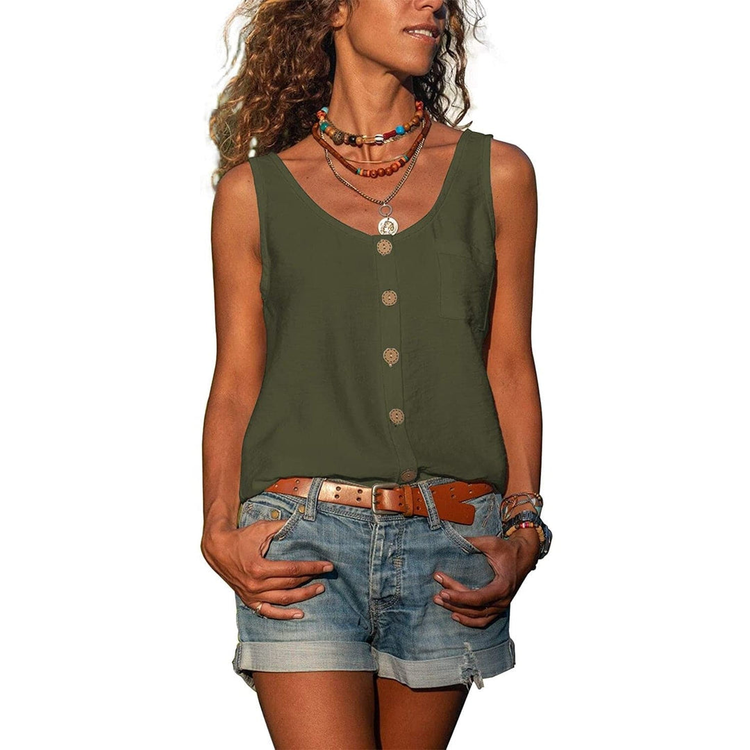 Jada | Women's Casual Button-Front Sleeveless Tank Top