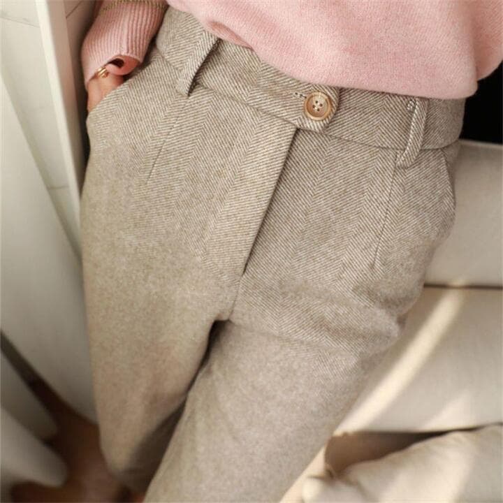 Elton | Men's Tailored Herringbone Wool Trousers
