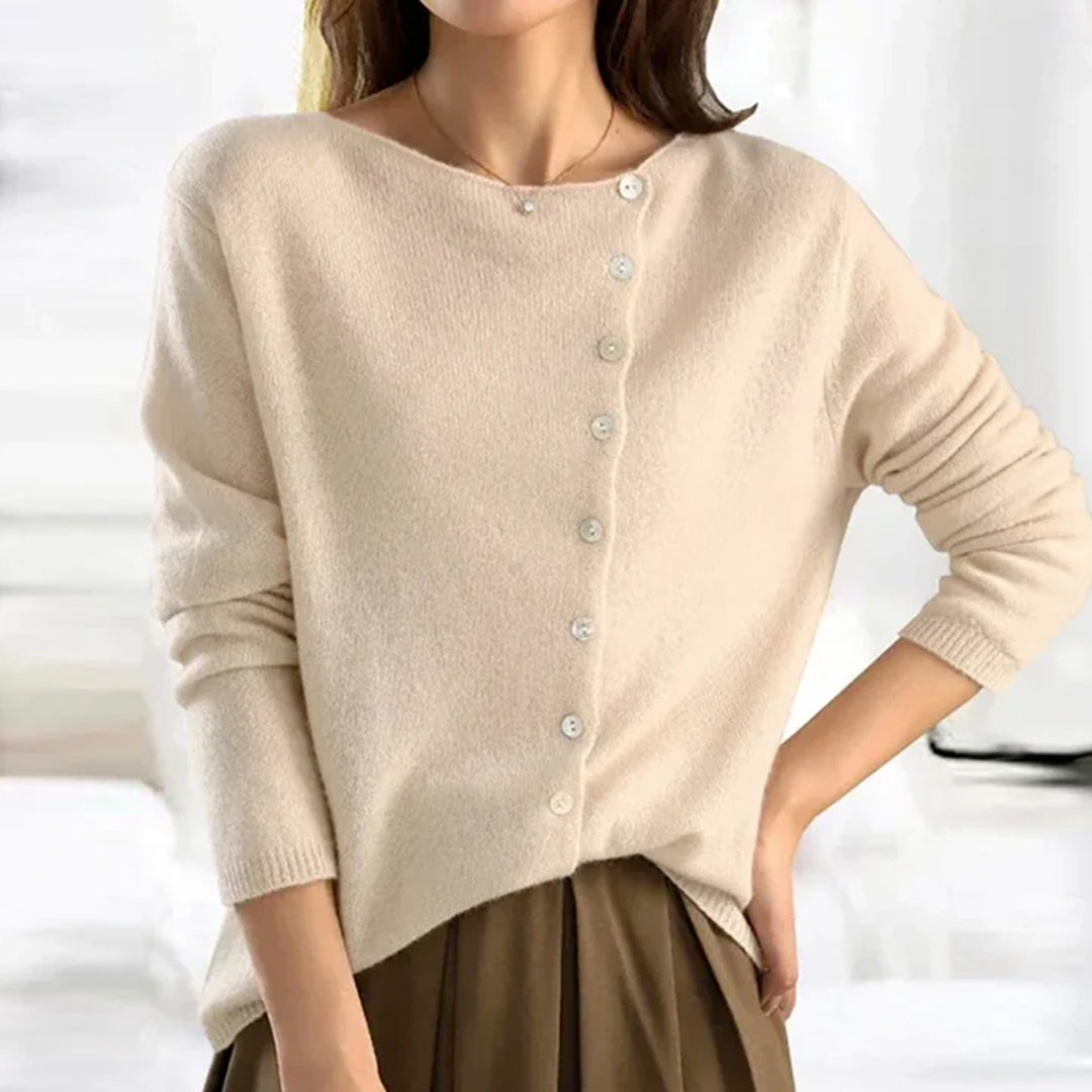 June | Women's Elegant Asymmetric Button Front Cardigan