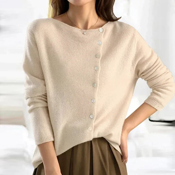June | Women's Elegant Asymmetric Button Front Cardigan