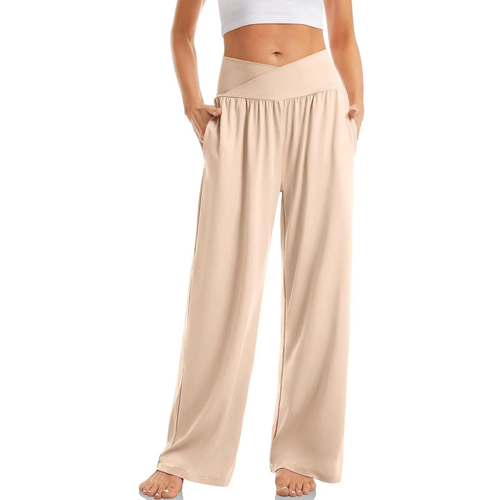 Amber | Women's High-Waisted Crossover Wide-Leg Yoga Pants