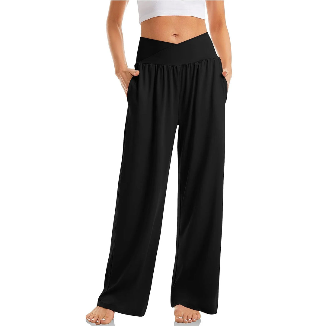 Amber | Women's High-Waisted Crossover Wide-Leg Yoga Pants