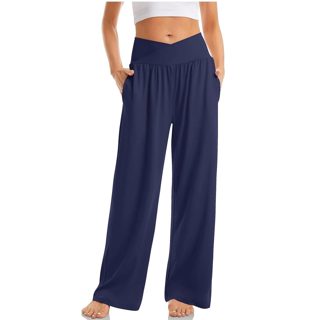 Amber | Women's High-Waisted Crossover Wide-Leg Yoga Pants