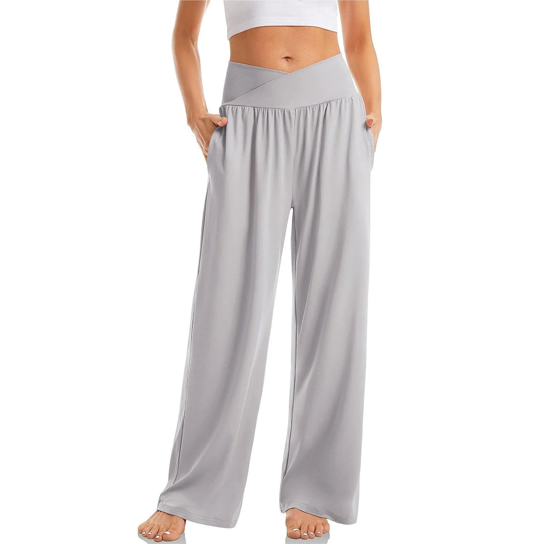 Amber | Women's High-Waisted Crossover Wide-Leg Yoga Pants