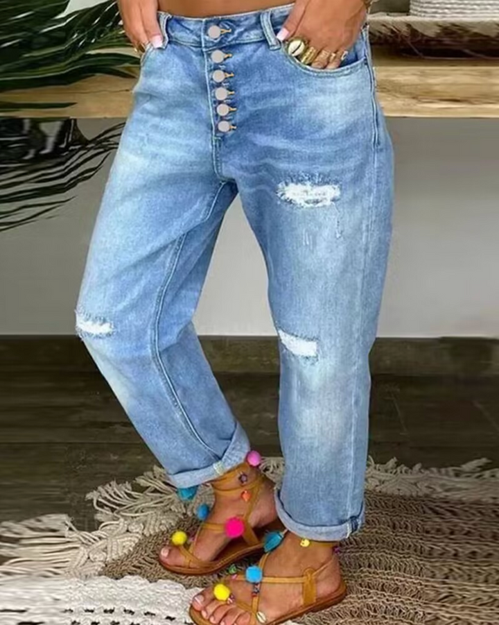 Agatha | Women's Classic Button-Fly Low-Rise Denim Pants
