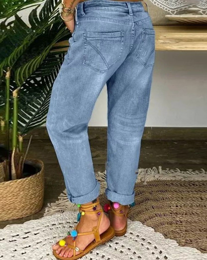 Agatha | Women's Classic Button-Fly Low-Rise Denim Pants