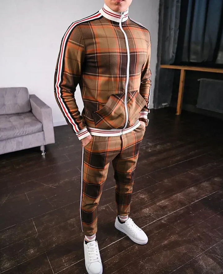 Orson | Men's Modern Plaid Zip Tracksuit