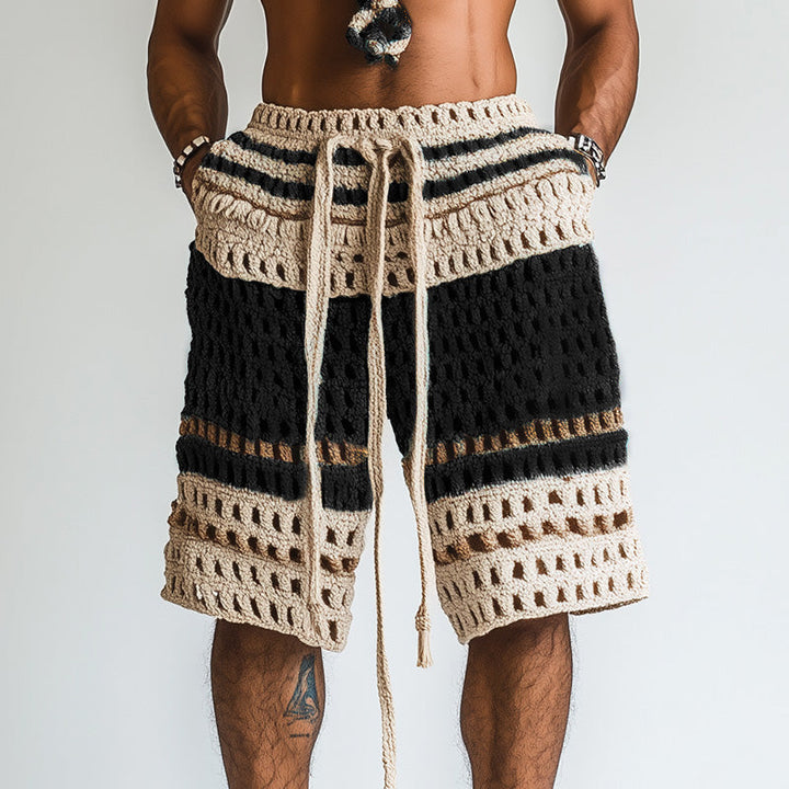 Cain | Men's Stylish Crochet Knit Beach Shorts