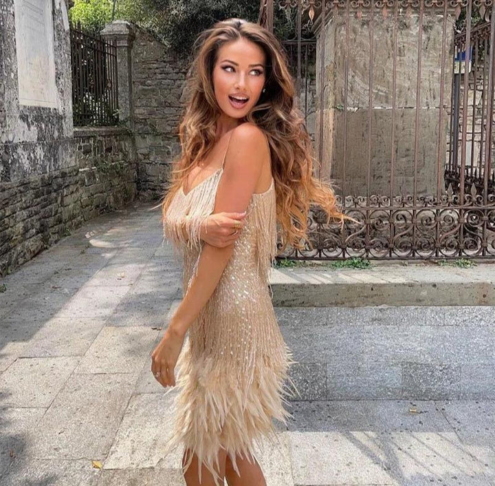 Giselle | Women's Sequin Fringe Cocktail Mini Dress