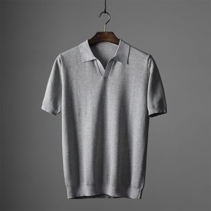 Darwin | Men’s Knitted V-Neck Johnny Collar Polo Shirt