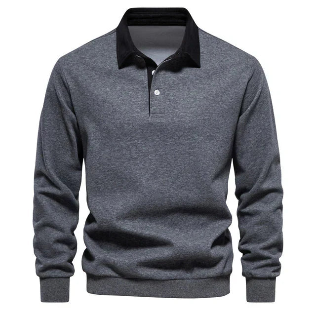 Gabriel | Men's Stylish Contrast Collar Long Sleeves Polo Shirt