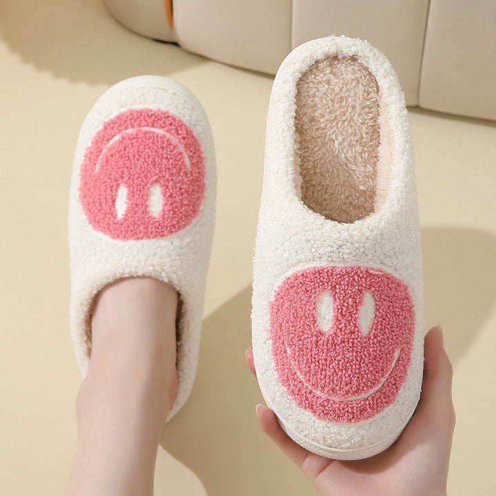 Dakot | Unisex Plush Smiley Face Slip-On Slippers