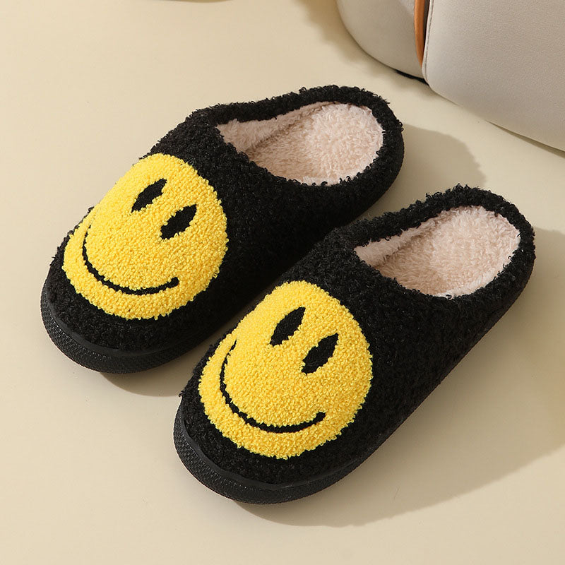 Dakot | Unisex Plush Smiley Face Slip-On Slippers
