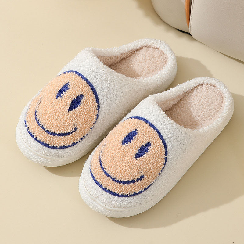 Dakot | Unisex Plush Smiley Face Slip-On Slippers