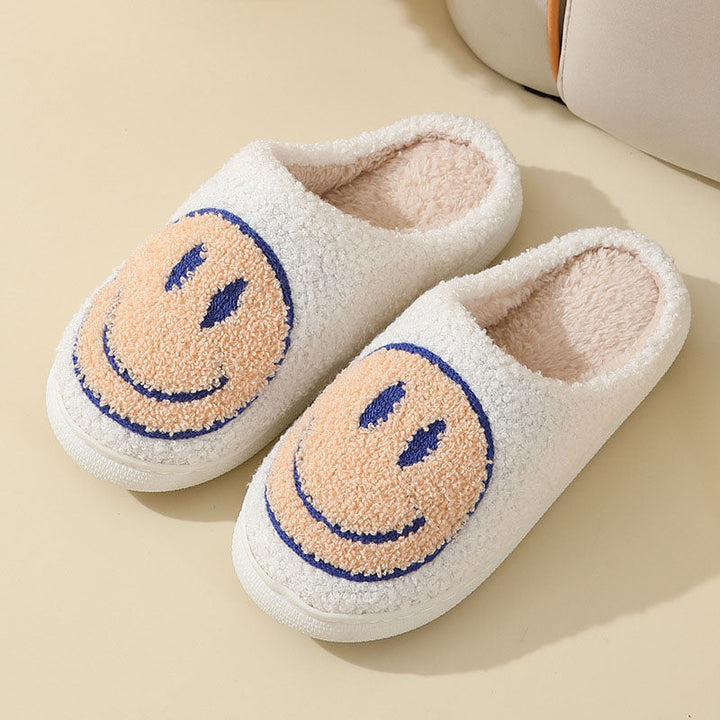 Dakot | Unisex Plush Smiley Face Slip-On Slippers