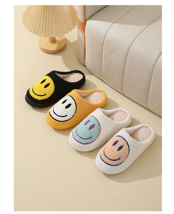 Dakot | Unisex Plush Smiley Face Slip-On Slippers
