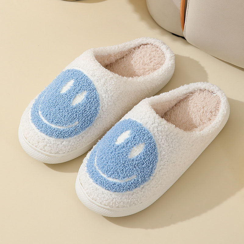 Dakot | Unisex Plush Smiley Face Slip-On Slippers