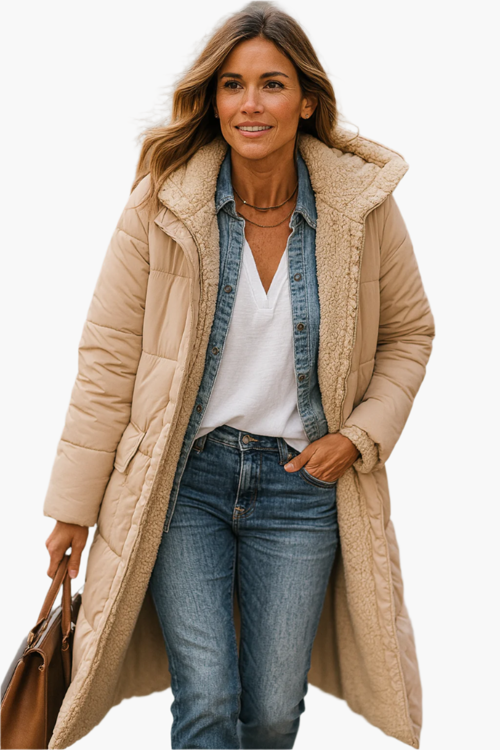Stella | Women's Longline Sherpa-Lined Puffer Jacket