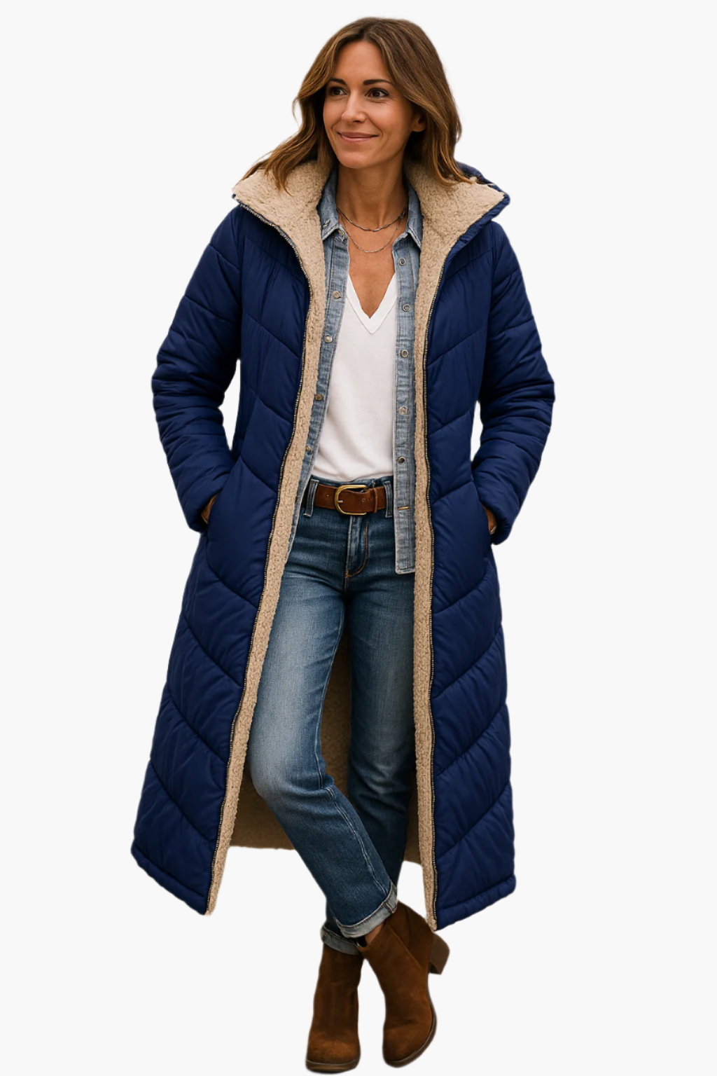Stella | Women's Longline Sherpa-Lined Puffer Jacket
