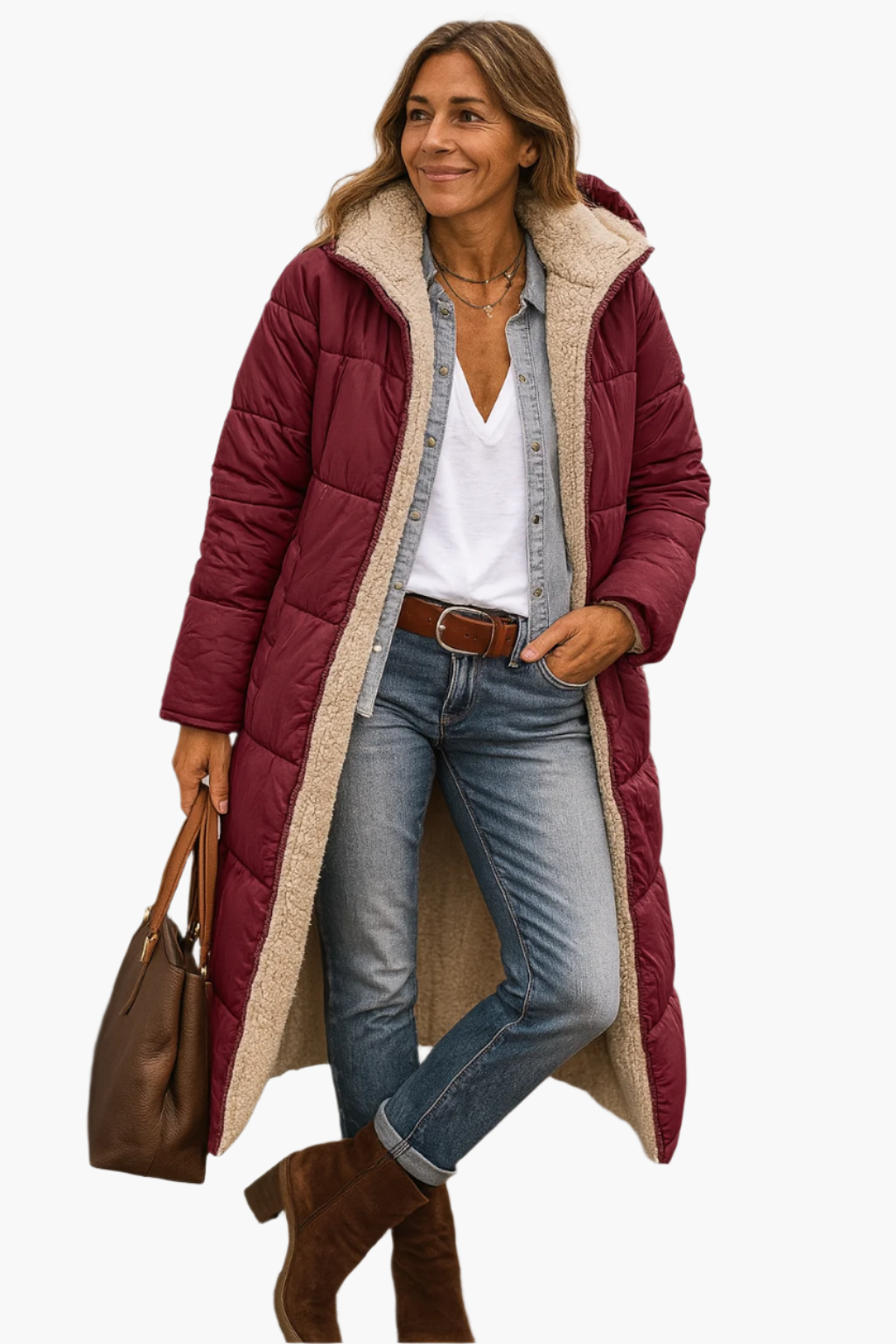 Stella | Women's Longline Sherpa-Lined Puffer Jacket