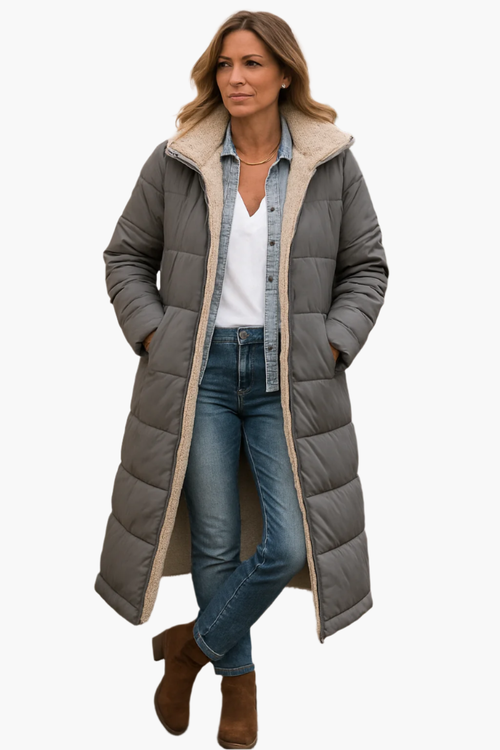 Stella | Women's Longline Sherpa-Lined Puffer Jacket