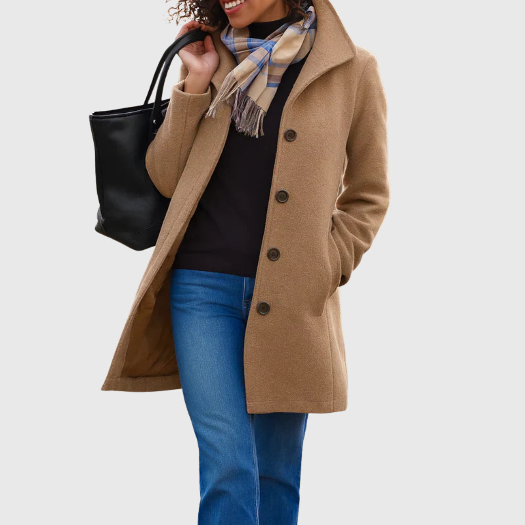 Margaret | Women's Wool Blend Classic Pea Coat with Notched Lapel